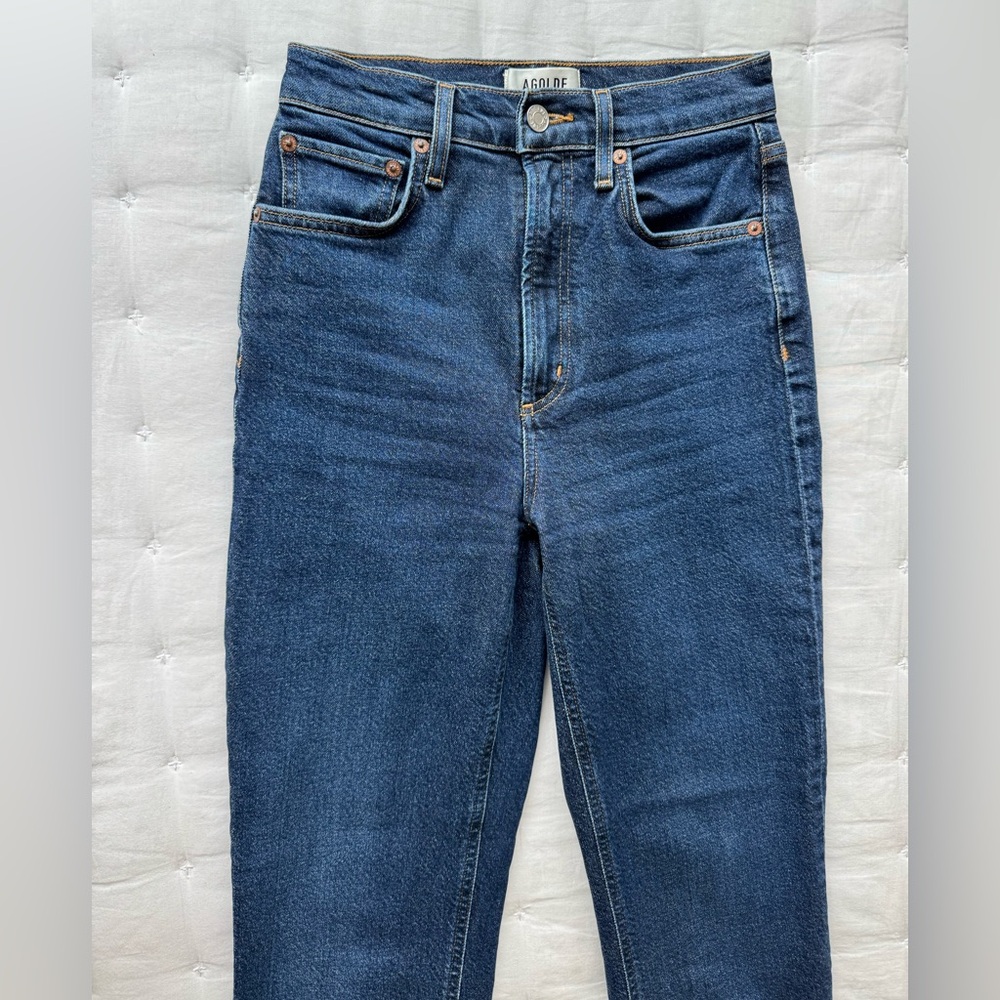AGOLDE 24 High Rise Stovepipe Dark Wash Jeans Song - Picture 6 of 10